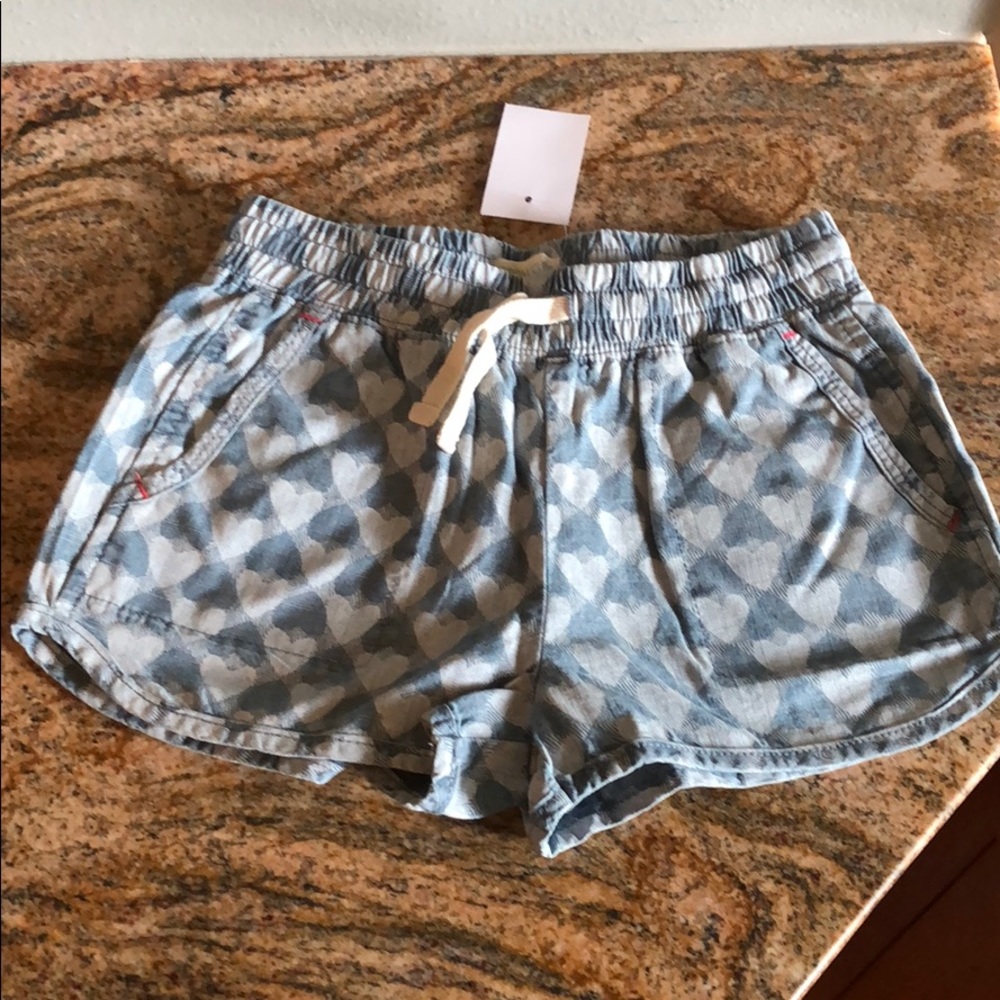 New girls chambray pull on print shorts